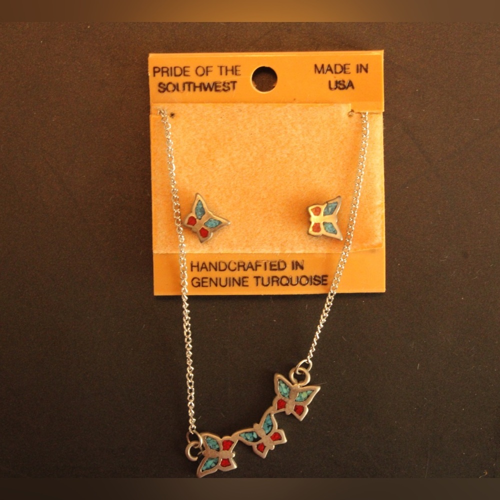 Handcrafted Turquoise Butterfly Jewelry Set